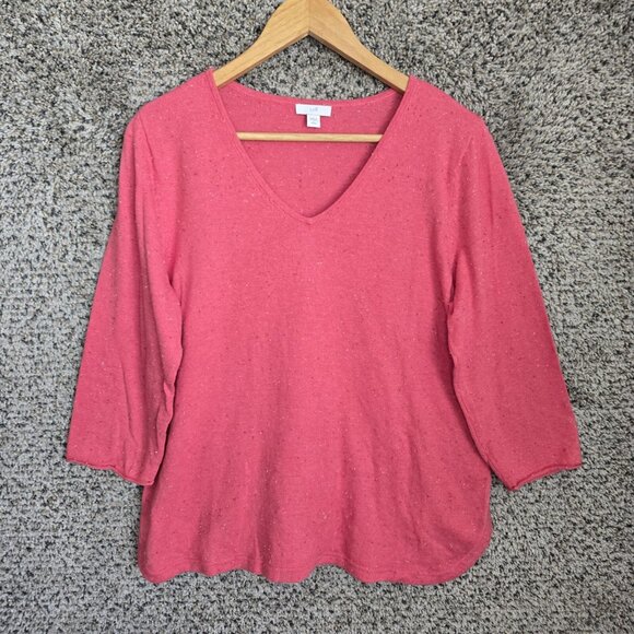 Talbots Sweater Womens LP‎ Petite Large Pink Textured Knit Pullover Cotton Blend - Picture 1 of 7